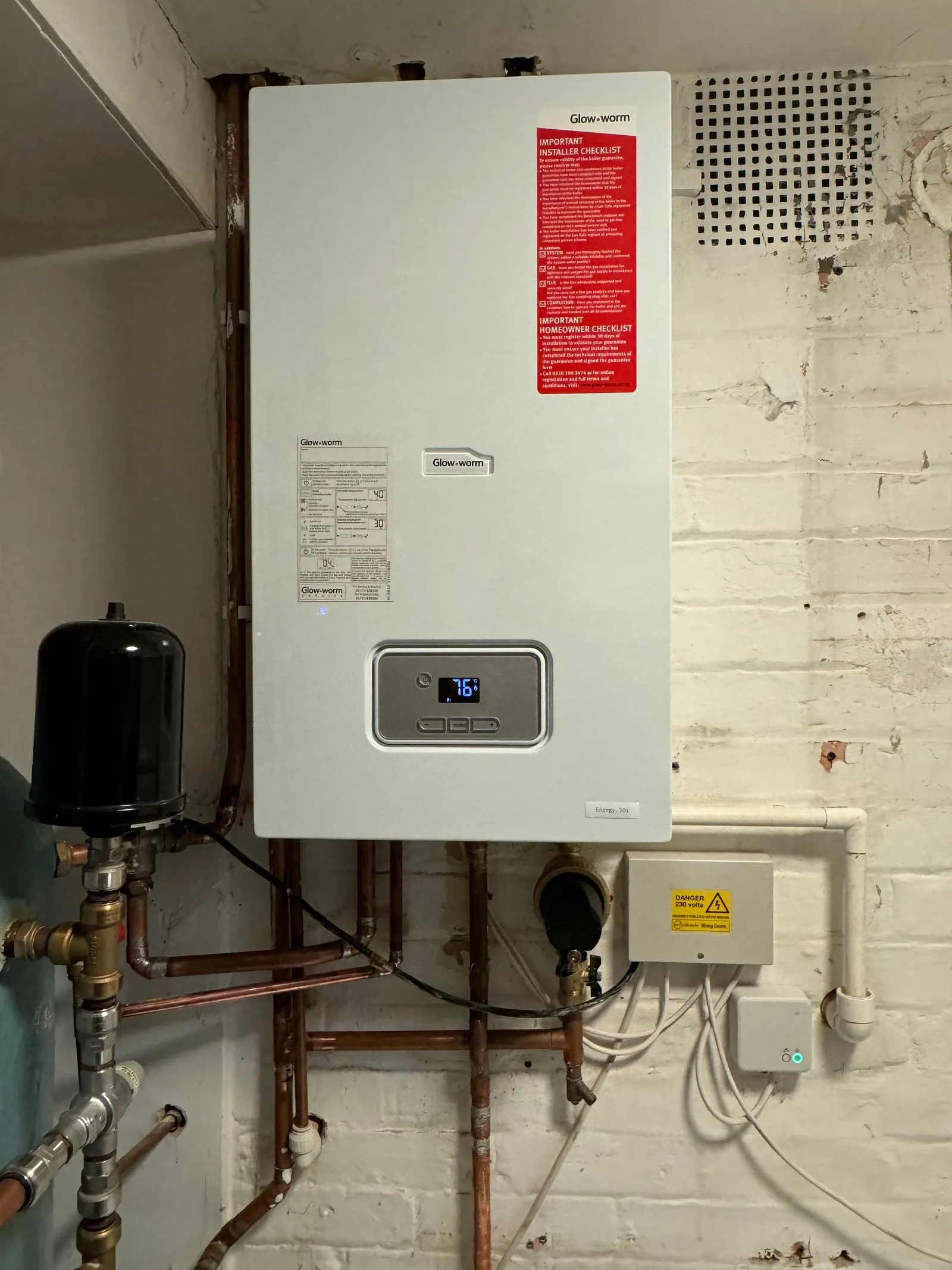 The Glow-worm Energy 30s boiler relocated in the Westbourne utility room